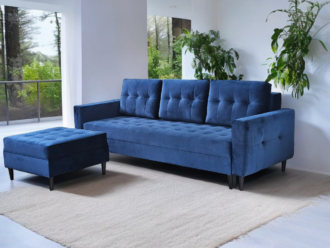 Kanapa/Sofa PORTO. Pufa w zestawie. Styl Skandynawski.