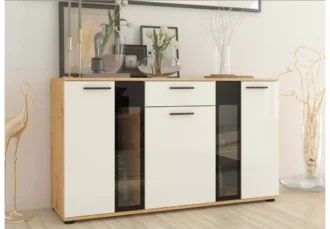 Nowoczesna komoda Salor w kolorze białym + dąb artisan