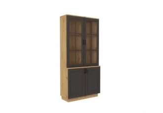 Witryna Alaia w kolorze Grafit + Dąb Artisan z przeszklonymi drzwiami