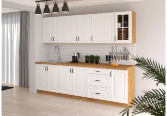 Trwałe meble kuchenne Tilos z systemem cichego zamykania